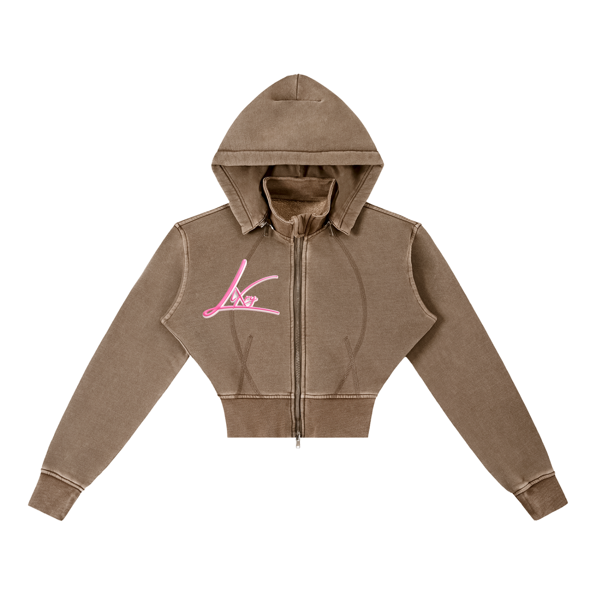 Vintage Washed Cropped Fleece Hoodie