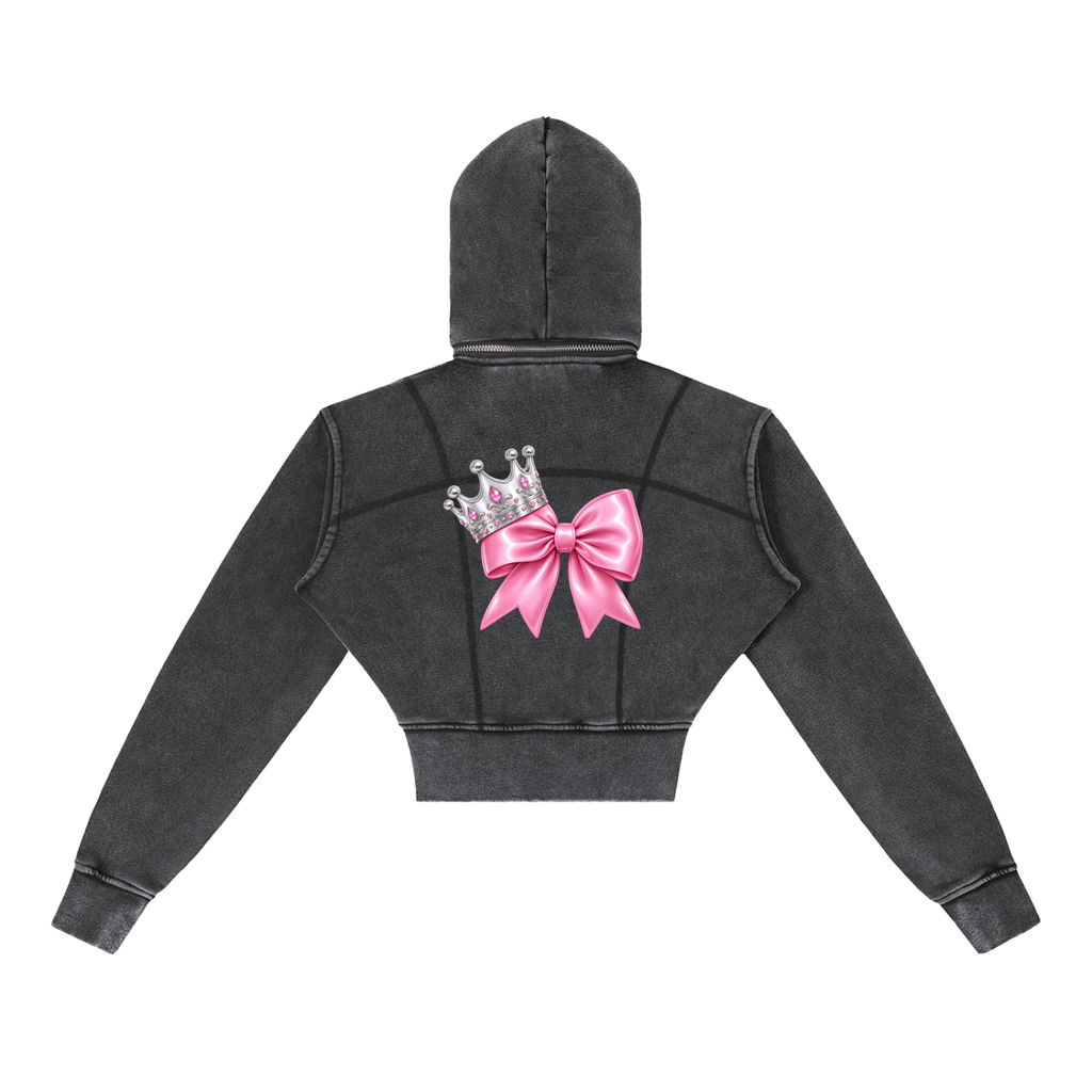 Vintage Washed Cropped Fleece Hoodie