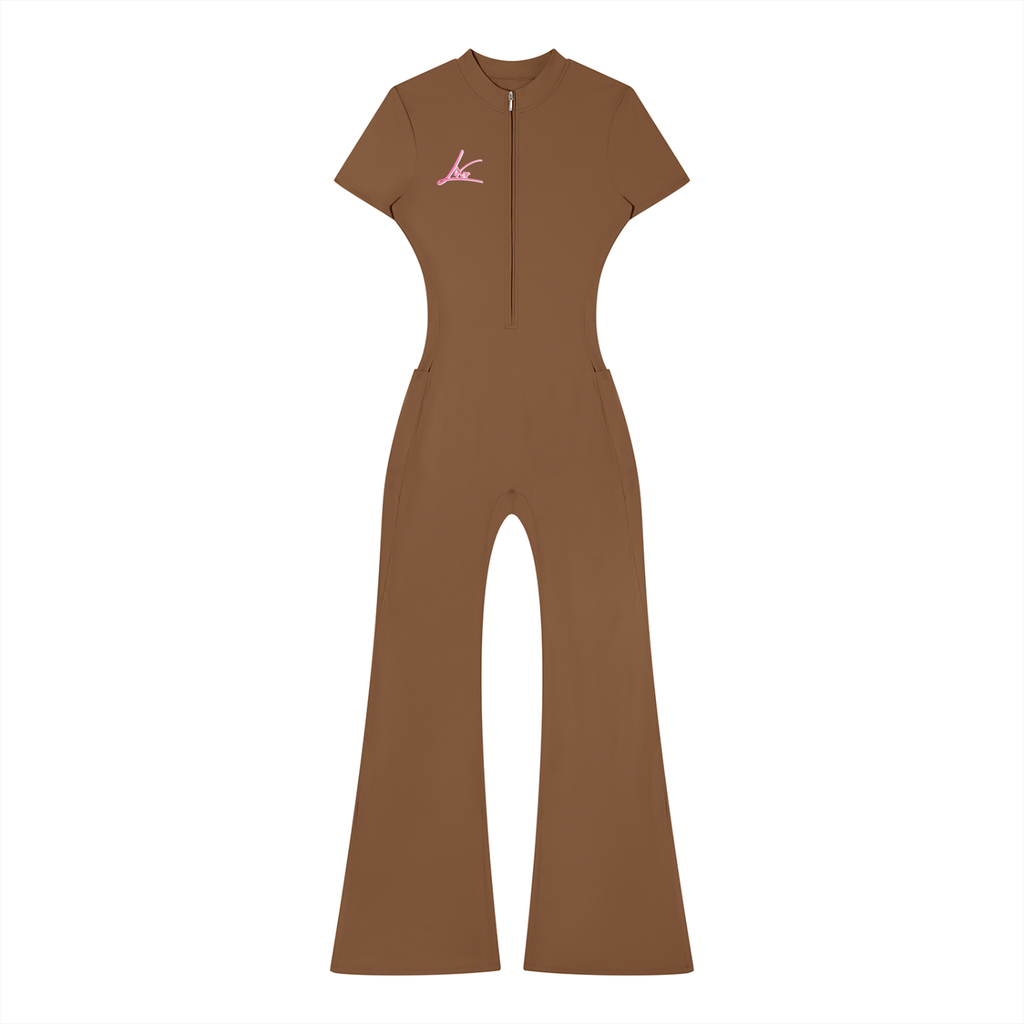 Women’s Tight Flared Leg Quarter-Zip Jumpsuit