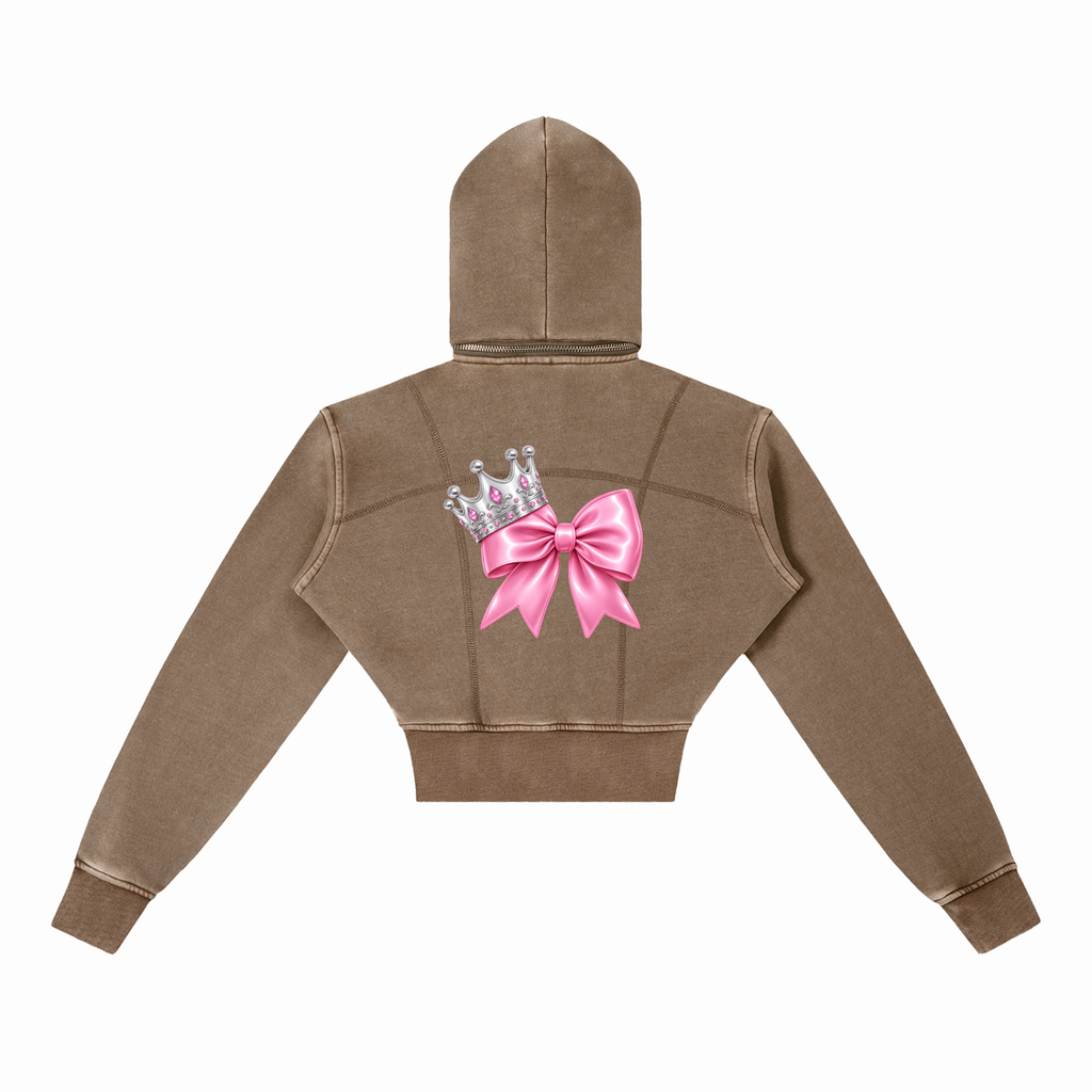 Vintage Washed Cropped Fleece Hoodie