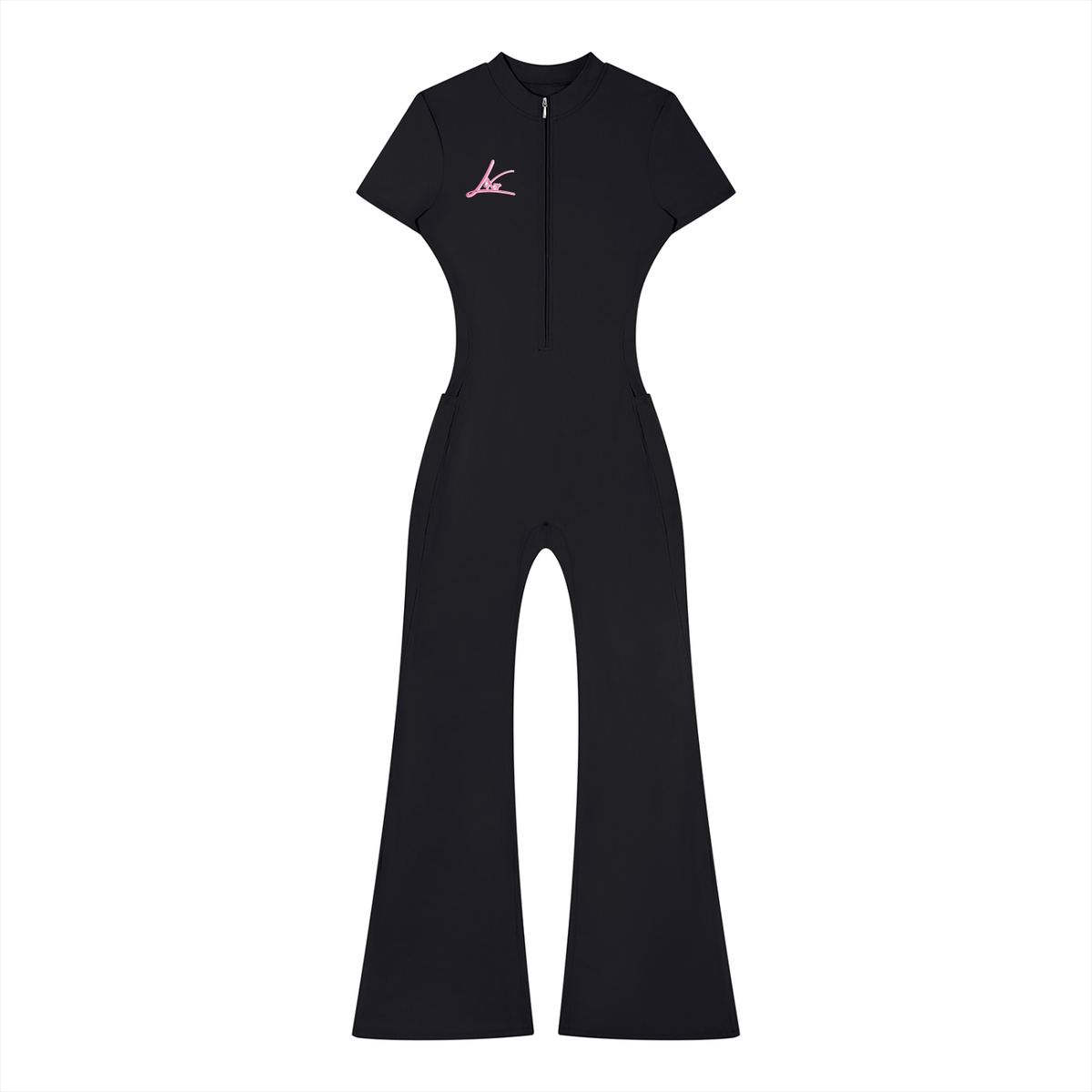 Women’s Tight Flared Leg Quarter-Zip Jumpsuit